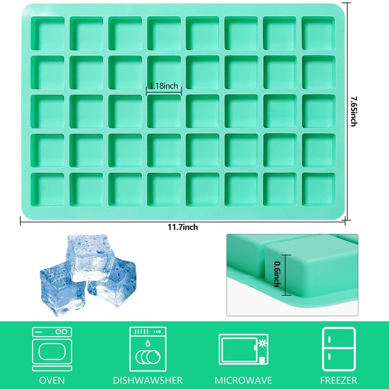 Zorazio 40-Cavity Square Silicone Mold,2Pack Silicone Caramel Candy Molds,Square Hard
