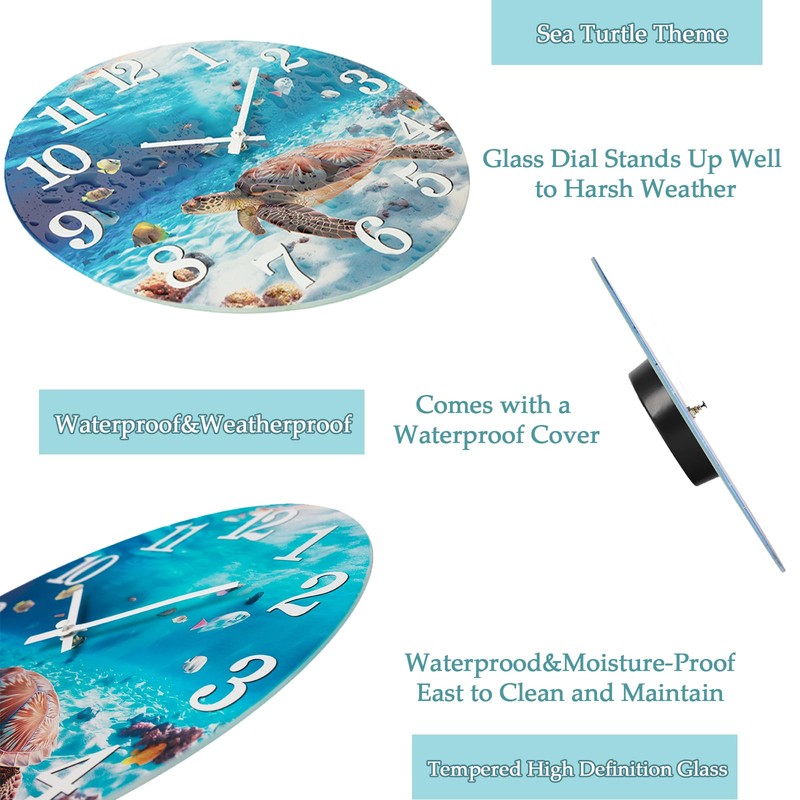 Yoiolclc Outdoor Clock Waterproof Ocean Nautical Wall Clocks for Patio