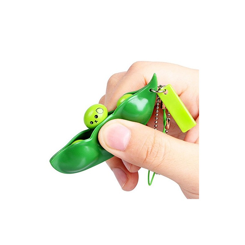 EROSPA® Funny Face Sugar Pea Bean Squeeze Keyring, Green