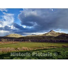 Historic Pictoric Photo - The Distant Squaw Mountain (The Peak to The Right) Looms Over The Ladder Livestock Ranch Near The Tiny Town of Savery, Wyoming- Fine Art Photo Reporduction 30in x 24in