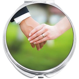 NewCharms Married Rings Compact with Mirrors - Perfect Pocket and Purse Size Folding Mirror for Applying Make Up Anywhere