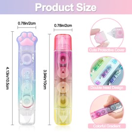 RETON 6 Pcs White Out Correction Tape, 2 in 1 Correction Tape and Double Sided Tape Roller, Cute Cat Paw Correction Tape Pen with Adhesive Glue Tape Roller Runner for School Office Scrapbook Supplies
