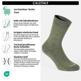 CALZITALY 3 Pairs of Merino Wool Socks with Zigzag Pattern, Bordeaux, Green, Blue, 35/38, 39/42, 43/46, Made in Italy, 3 x brown + green + beige