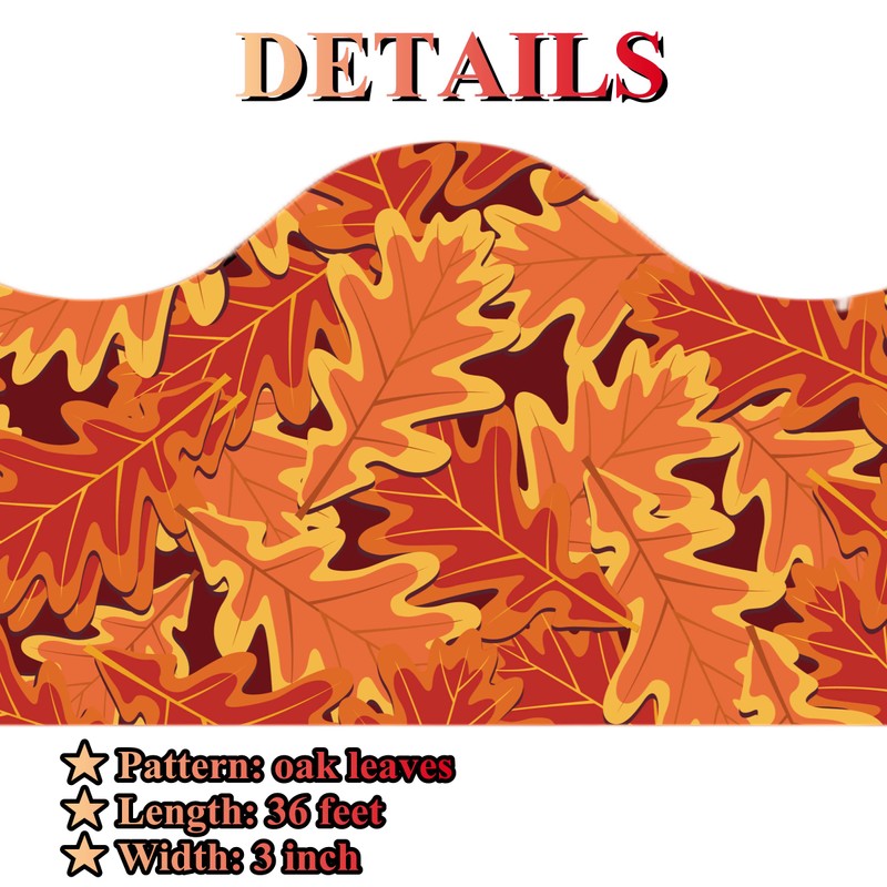 Fiercy Seamless Scalloped Bulletin Board Borders for Classroom Decoration, Autumn