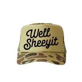 Well Sheeyit | Foam Front Trucker Snapback Hat | for Men & Women (US, Alpha, One Size, Camo)