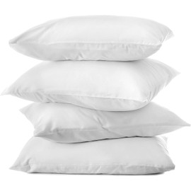 HUDSON COMFORT 16x16 Pillow Protectors 4 Pack - 100% Waterproof, Prevents Feathers from Popping, European Square Zippered Pillow Covers (4 Pack, 16x16 Inch)