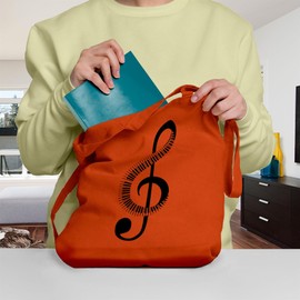 Bang Tidy Clothing Printed Tote Bag Slogan Women's Gift Idea 100% Cotton Piano Music Note Funny Beach Accessories Canvas Shoulder Bag - Orange