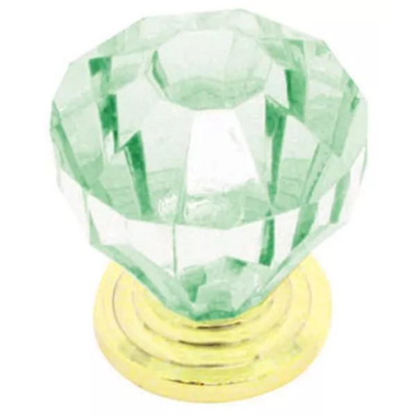 1-1/4" Design Facets Acrylic Knob Brass and Light Green