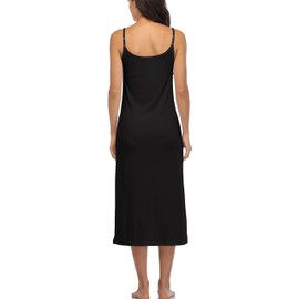 Summienlink Women's Full Slip for Under Dresses Sexy Long Sleeveless Nightgown Cami Dress (Black, Medium)
