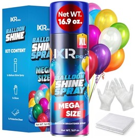 Balloon Shine Spray (16.9 oz) Set Instant High Shine Gloss for Party Balloons Long Lasting Finish for Party Decoration Includes Gloves & Protective Cover