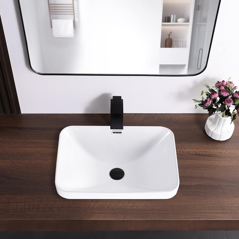 KARAMAG Bathroom Vessel Sink 20.6'' x 14.7'' Semi Recessed Bathroom