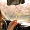Pink Glass Lily of the Valley Car Charm,Rearview Mirror Hanging