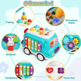 Baby Toy from 1 Year Children's Toy from 1 Year Montessori Music Toy from 1 2 Years Educational Toy with Xylophone, Hammer Game, Fishing Game & Light Music Toy Gift for Children Boys Girls