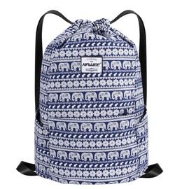 HAWEE Waterproof Drawstring Backpack with Inner Pocket Large Gym Bag Drawstring Daypack Drawstring Bag Sports Bag Unisex for Women Men Travel Everyday Outdoor Yoga School Beach Swimming, Blue