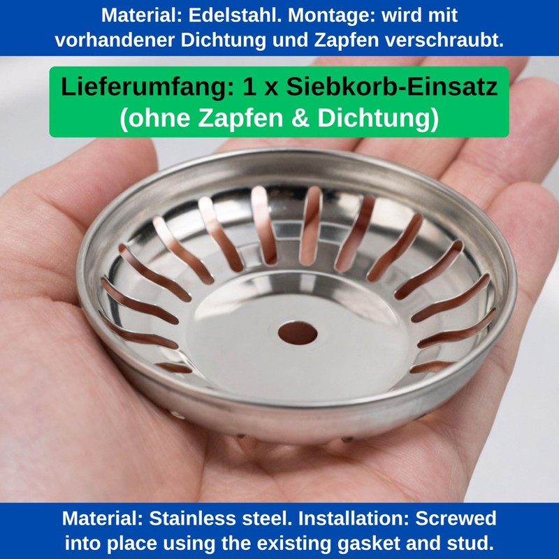 Sink Replacement Strainer Basket, 1 Piece, Diameter 79 mm Strainer