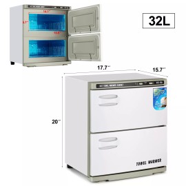 Artist Hand 2IN1 UV Sterilizer Towel Warmer Storage Cabinet Stainless Steel Salon Spa Facial - 32L
