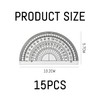 15-Piece Semicircular Protractor, Plastic Transparent Protractor, Student Painting Tools, 180-Degree