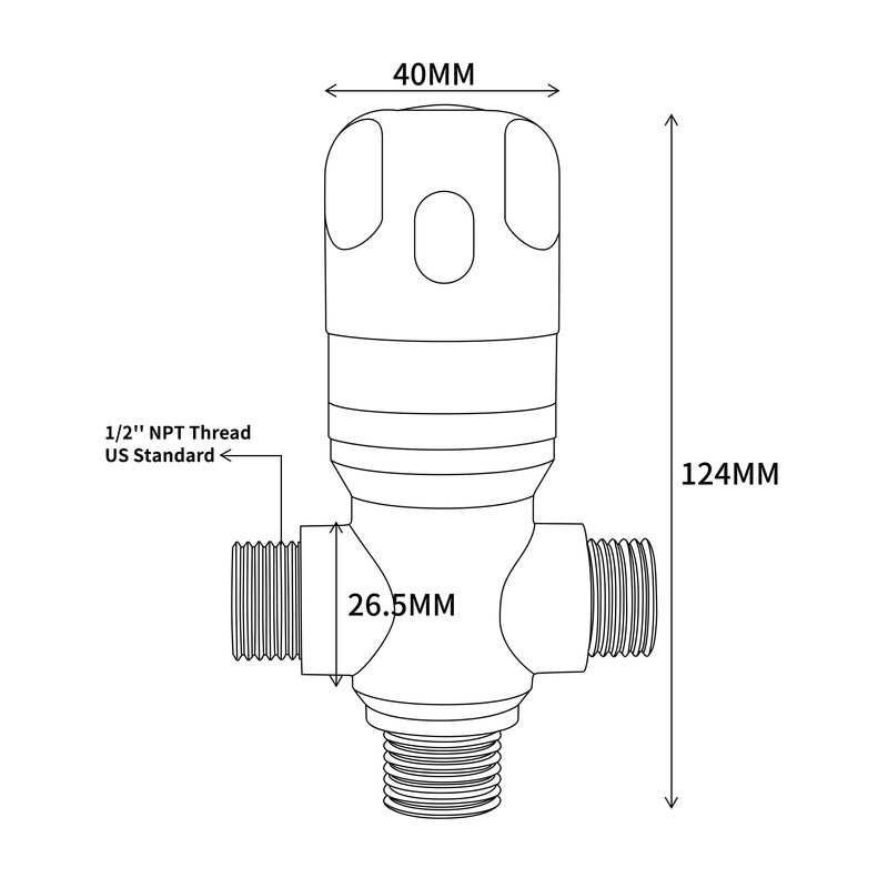 Morado Thermostatic Mixing Valve with 1/2 NPT Male Connection, Water