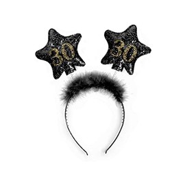 Libetui Headband Black 30th Birthday Women Men Headband Gag Party Items Special Crown 30th Birthday Gifts Gadgets Cool Gift Idea for 30th Birthday Party Headband Star Glitter
