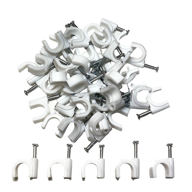 500 x White Round Cable Clips 4mm