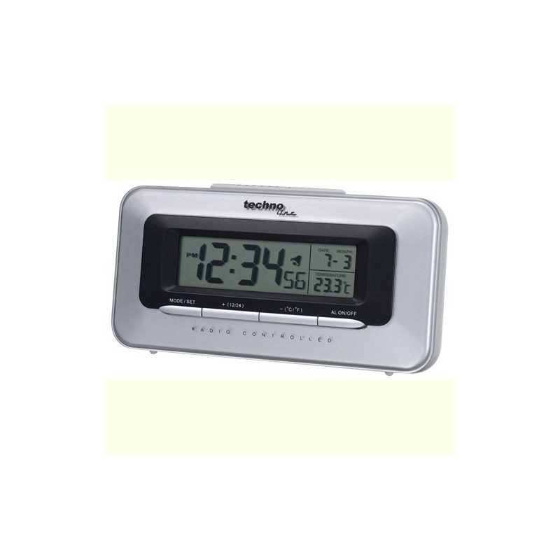 TECHNOLINE WT 180 Alarm Clock, Plastic, Silver/Black
