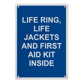 Life Ring, Life Jackets And First Sign, 8.5 x 11 in" OSHA Compliant Boating Marine Sign, Weatherproof Plastic, UV resistant & Easy-to-Read Signage