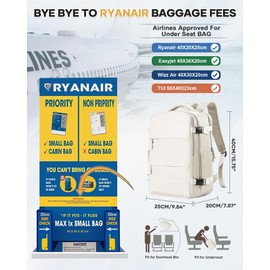 Ryanair Hand Luggage Backpack, 40 x 20 x 25 cm, Hand Cabin Luggage, Travel Backpack, Easyjet Under Seat, Airplane Hand Luggage, Backpack, Travel Bag, Weekender Bag, Hiking Backpack, Casual Daypack, A7