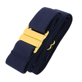 Cinturón elástico ajustable que no se muestra, nuestro diseño exclusivo mantiene jeans, pantalones e incluso tallas grandes disponibles., Azul marino | Plus | Hebilla dorada | Se adapta a adultos