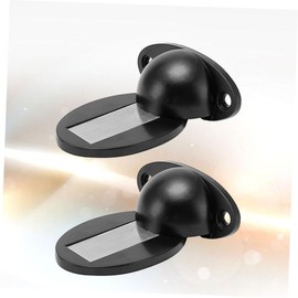 STOBOK 2pcs No Drilling Magnetic Door Stopper Heavy Duty Floor Mount for Home Office Bedroom Bathroom Rustproof Easy to Install Black Magnetic Door Holder