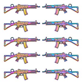COGCHARGER 10 Pcs Gun Charm Pendants Rainbow Alloy Pendants Multi-Color Charm for Jewelry Necklace Bracelet Earring Making Crafts