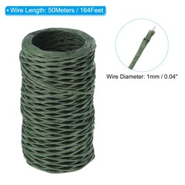 PATIKIL 164 Feet Floral Bind Wire Wrap Twine, 1mm Florist Wire Iron Wire Paper Covered Vine Wrapping Binding Wire for Flower Bouquets, Green