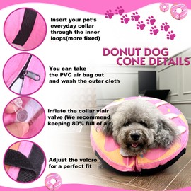 BGGo Inflatable Dog Cone Collar for Dogs After Surgery, Soft Adjustable Blow up Donut Dog E-Collar for Medium Large Dog and Cats, X-Large