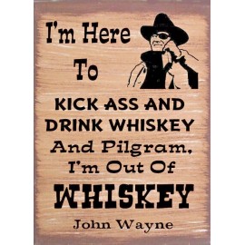 Southern Home Signs Here To Kick Ass John Wayne Western Rustic Canvas Sign Home Decor