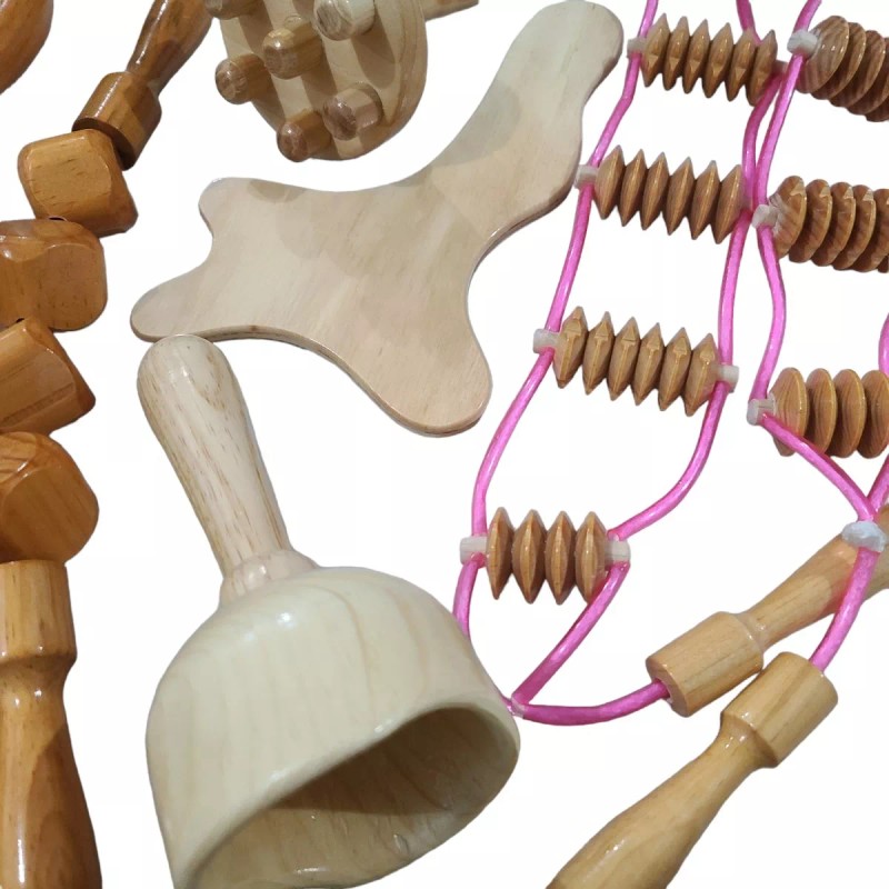 Singex Set 6 Piezas Maderoterapia Artesanal Cinturón Rodillo Tabla