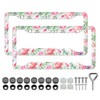 Wooden Board Flowers License Plate Frame - 2 PCS Cute