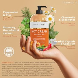 Aceite de masaje de celulitis y crema caliente, tratamiento natural de celulitis con gel y aceite, firme, tonifica, aprieta e hidrata la piel, alivio 