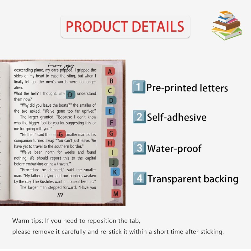 A-Z tabs Sticky Alphabet Tabs Colorful Self-Adhesive Letter Tabs Small
