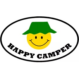HAPPY CAMPER BUMPER STICKER / WINDOW STICKER / LAPTOP STICKER TOOLBOX STICKER