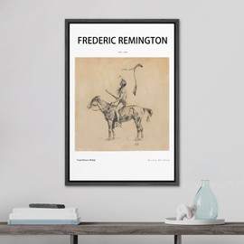 SIGNLEADER Framed Canvas Print Wall Art Remington Vintage Native American Portrait People Animals Illustrations Fine Art Decorative Scenic Relax/Calm for Living Room, Bedroom, Office - 24"x36" Black