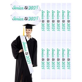 Vinsatin Sports Senior Sash 2025 Satin Sashes Senior Graduation for Graduated Cheerleader Celebration(12 Set,Soccer)
