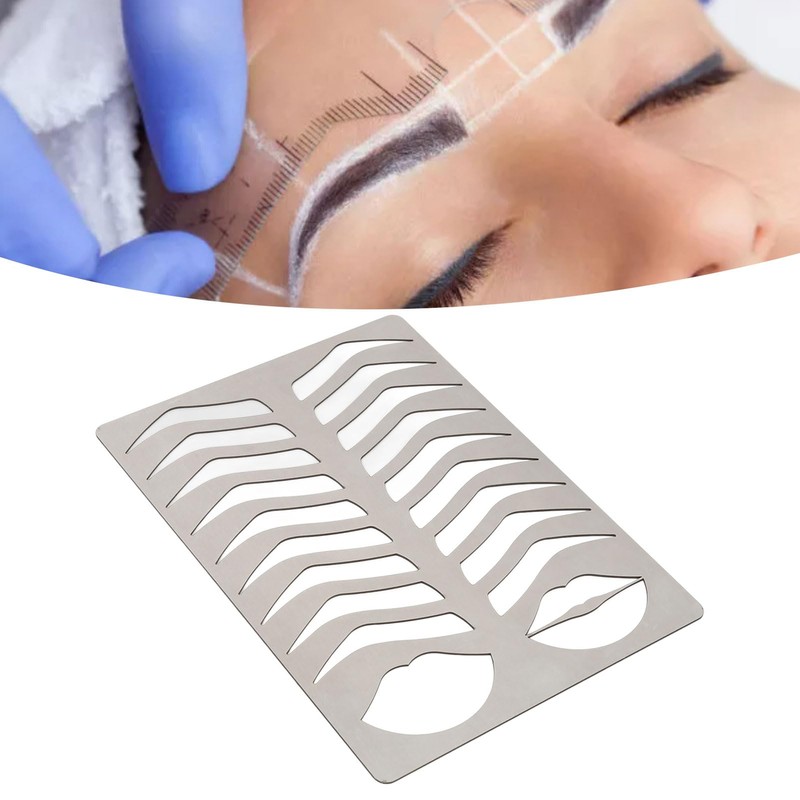 Sonew Eyebrow Lip Stencil, Brushed Silver, Thickened, Stainless Steel, Reusable