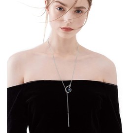 Gleamart Long Pendant Necklace for Women Semicircle Faux Pearl Sweater Chain