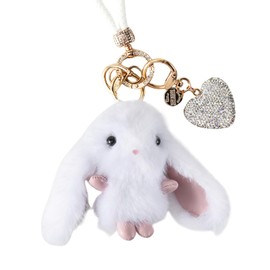 CNCNCR Cute Bunny Plush Keychain Bag Charms, Bling Sparkly Car Key chain Accessories, Backpack Purse Charms Gift for Women