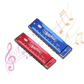 Harmonica Kids, Harmonica Kids, 10 Holes Harp Mouth Organ Harmonica For Adults, 2 Pcs Kids Harmonica, SuitableFor Stage, Classroom, Travel, Family Life, Party Games (Red, Blue)