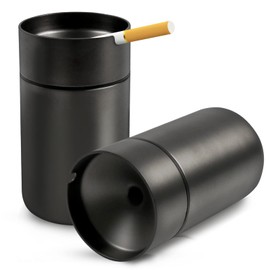 JOCHA Car Ashtray smell proof Stainless Steel Portable Smokeless Detachable Windproof Self Extinguishing Butt Bucket Ash Tray for Most Car Cup Holder for Outdoor Travel Home Office 2 PACK