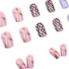 24PCS Women's Bling Press On Nails Coffin - Light Purple