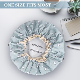 2 Packs Shower Cap Elastic Band Waterproof Bath Caps Double Layers Reusable With Ruffled Edge Covering Ears for Girls and Women