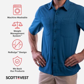 SCOTTeVEST Beachcomber Shirt for Men - 7 Hidden Pockets - Lightweight Casual Button Down T-Shirt for Travel & More (Khaki, 3X-Large)
