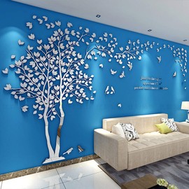 3D DIY Tree Wall Sticker Large Family Bird and Tree Wall Decal Art Mural Stickers Home Decor for Living Room Bedroom Home Decoration TV Backdrop Wall