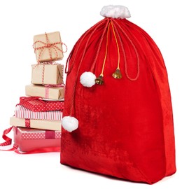 JOYIN Christmas Sack Velvet Santa Sack Santa Sack Gift Sack Santa Sack for Gifts Red and White 78 cm x 68 cm